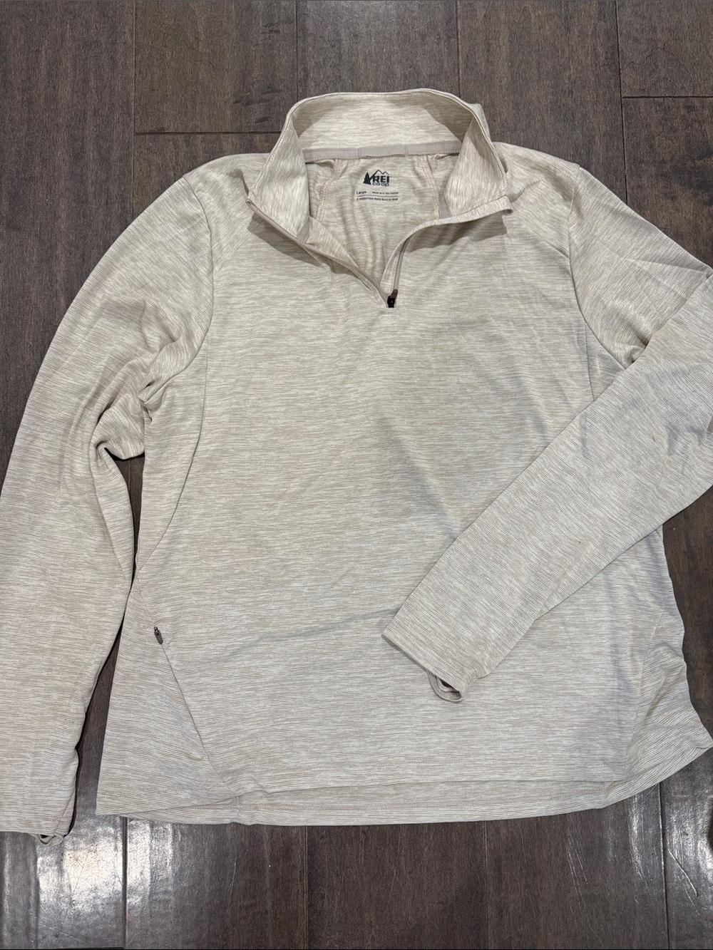 REI Light Heathered Beige Quarter-Zip Pullover